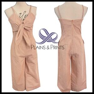 New Plains & Prints Pale Red Windowpane Sleeveless Wide Leg Crop Jumpsuit (2)